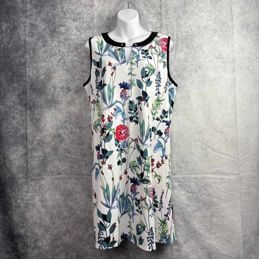 Tommy Hilfiger Indian Summer‎ Polished Sleeveless Dress in White Floral Size XL